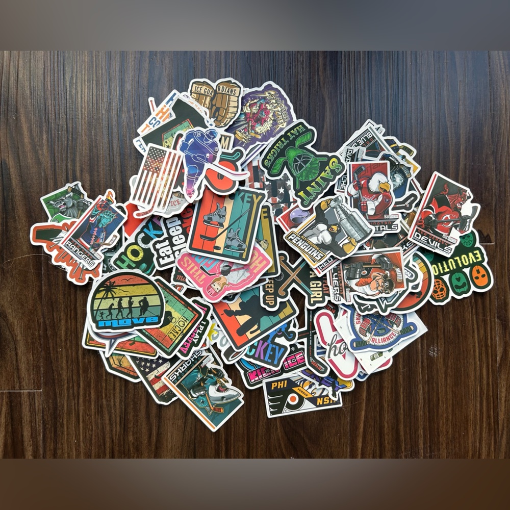 Assortment of Hockey Stickers (75)
